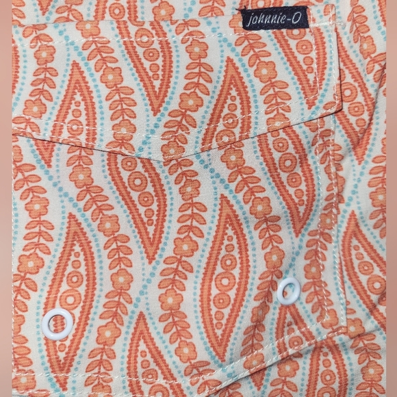 Johnnie O Paisley Swim Shorts Size Small Mesh Lined Orange Blue White - Picture 3 of 8